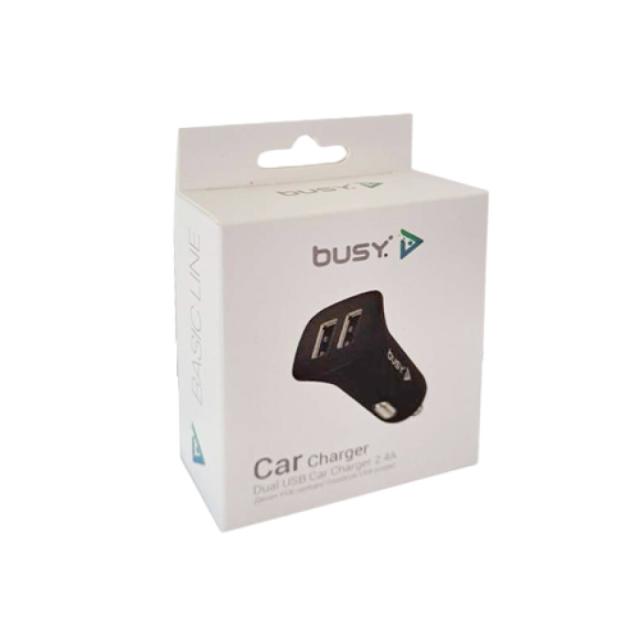 BUSY Basic Line DUAL USB Car Charger Black