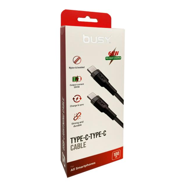 Busy Type C with Type C cable braid 60W 1m black