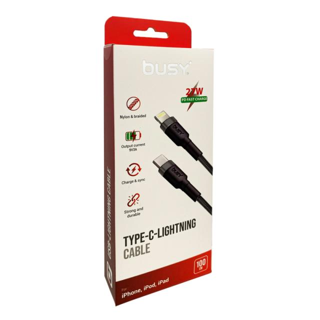 Busy Type C with Ligth. cable 27W 1m braid black