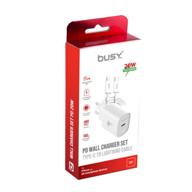 Busy USB wall charger PD with cable C to L