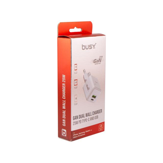Busy Double USB wall charger 25W GAN