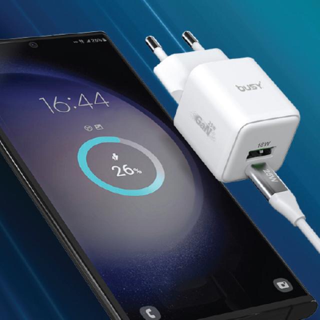 Busy Double USB wall charger 25W GAN