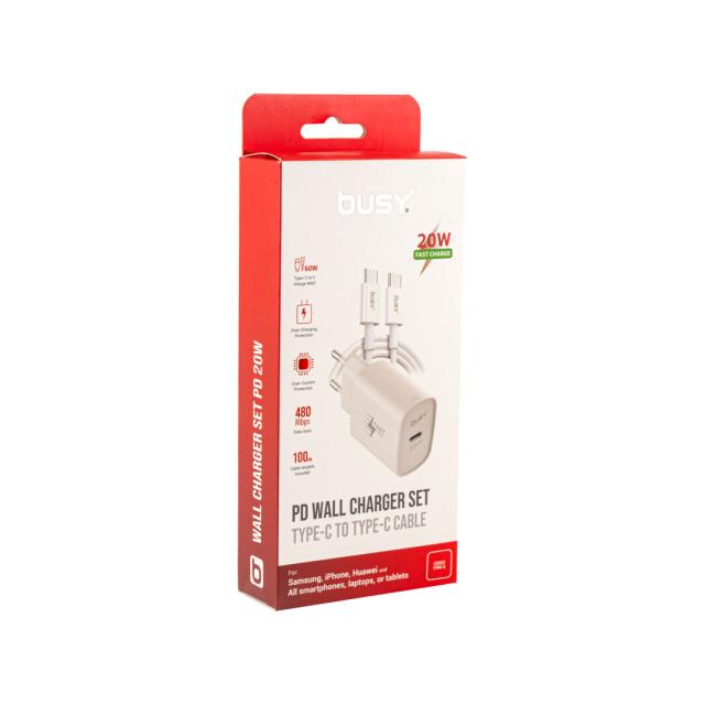 Busy USB wall charger PD with cable type C to C